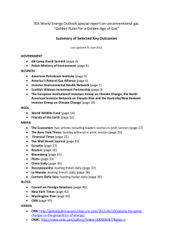 IEA World Energy Outlook special report on unconventional gas