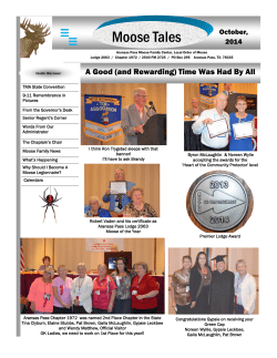 Moose Tales October - ARANSAS PASS MOOSE FAMILY CENTER