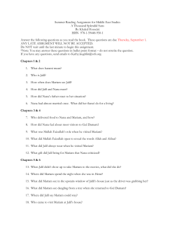 Summer Reading Assignment for Middle East Studies A Thousand