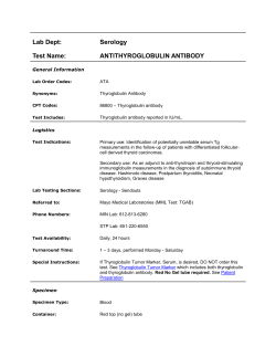 Lab Dept: Serology Test Name: ANTITHYROGLOBULIN ANTIBODY