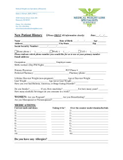 New Patient History - Medical Weight Loss Specialists of Bismarck