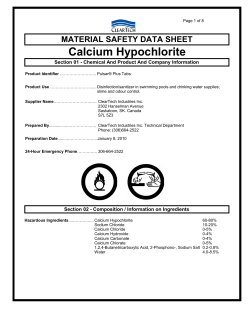 MATERIAL SAFETY DATA SHEET Calcium Hypochlorite