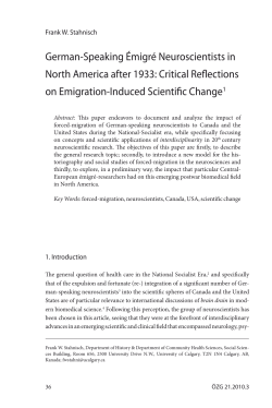 German-Speaking &Eacute;migr&eacute; Neuroscientists in North