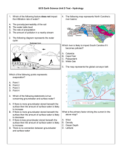 GCS Earth Science Unit D Test Hydrology 1. Which of the following