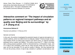 Interactive comment on &ldquo;The impact of circulation patterns