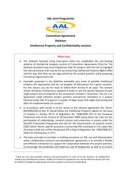 AAL Joint Programme Consortium Agreement Skeleton Intellectual