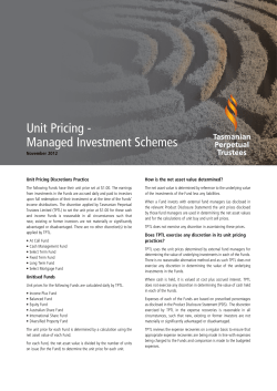 Unit Pricing - Managed Investment Schemes