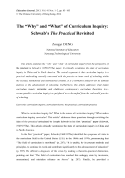 The &ldquo;Why&rdquo; and &ldquo;What&rdquo; of Curriculum Inquiry