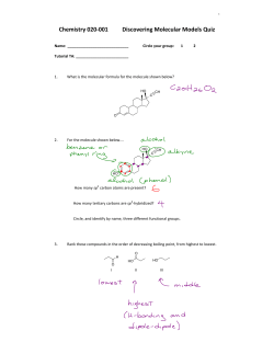 Chemistry 020-001 Discovering Molecular Models Quiz
