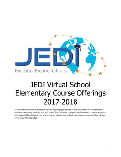 JEDI Virtual School Elementary Course Offerings 2017-2018