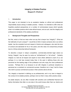 Integrity in Estates Practice - The Law Society of Upper Canada