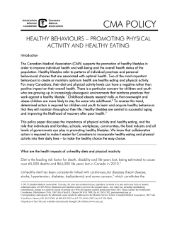 Healthy behaviours - promoting physical activity and healthy eating
