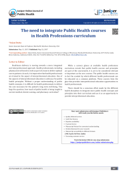 The need to integrate Public Health courses in Health Professions