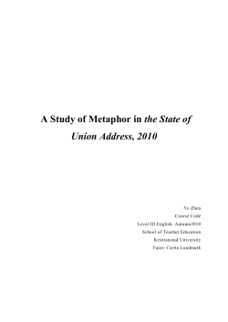 A Study of Metaphor in the State of Union Address, 2010