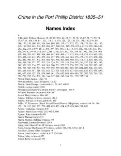 Crime in the Port Phillip District 1835&ndash;51 Names