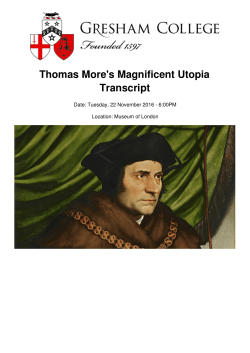 Thomas More`s Magnificent Utopia Transcript