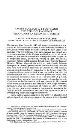 owens college: aj scott and the struggle against `prodigious