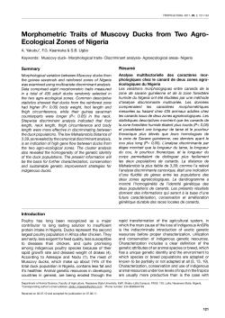 Morphometric Traits of Muscovy Ducks from Two Agro