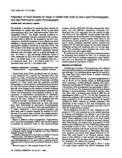 Preparationof Fecal Samples for Assay of Volatile Fatty Acids by Gas