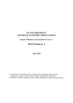 EU Enlargement: External Economic Implications