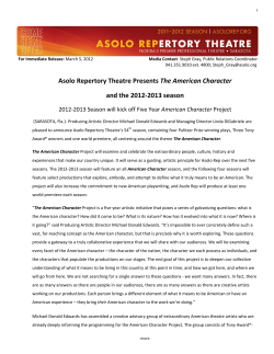 Asolo Repertory Theatre Presents The American Character and the