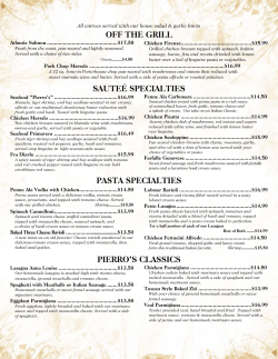 sauteé specialties pasta specialties pierro`s classics off the grill