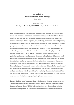 1 Soul and Body in Seventeenth-Century British Philosophy John