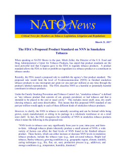 The FDA`s Proposed Product Standard on NNN in Smokeless Tobacco