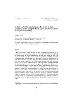 Evolution of clutch size in insects. II. A test of static optimality models