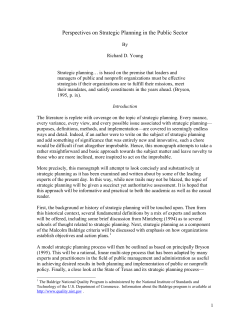 Perspectives on Strategic Planning - Institute for Public Service and