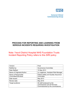 SIRI Policy CCG - Yeovil District Hospital