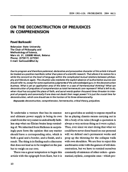 on the deconstruction of prejudices in comprehension