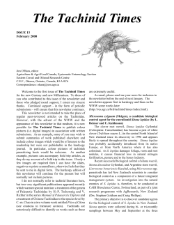 The Tachinid Times - North American Dipterists Society