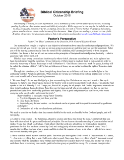 October 2016 Briefing - Emmanuel Faith Community Church