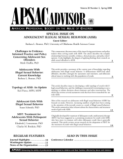 Special Issue on Adolescent Illegal Sexual