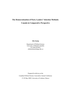 The Democratization of Party Leaders` Selection Methods: Canada