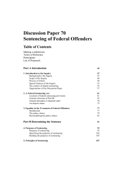 Discussion Paper 70 Sentencing of Federal Offenders