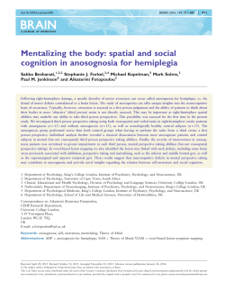 spatial and social cognition in anosognosia for