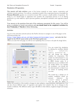 Simulation of Evaporation. This tutorial will help reinforce some of