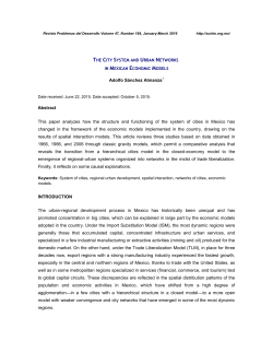 THE CITY SYSTEM AND URBAN NETWORKS IN