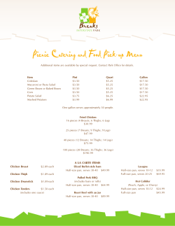 Picnic Catering and Food Pick-up Menu