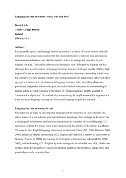 Learner Autonomy - Languages Initiative