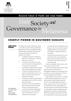 Chiefly Power in Southern Vanuatu