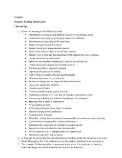 Grade 8 Summer Reading Study Guide Liar and Spy 1. Know the