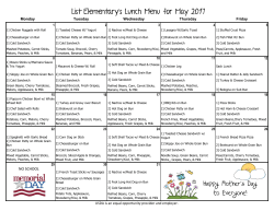 List Elementary`s Lunch Menu for May 2017