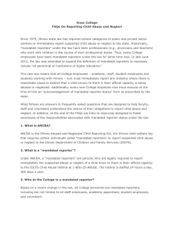 FAQ`s on Reporting Child Abuse and Neglect