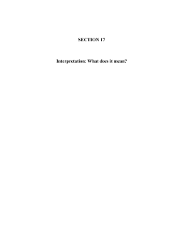 SECTION 17 Interpretation: What does it mean?