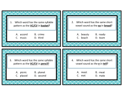 Unit 1 Week 1 Which word has the same syllable pattern as the VC