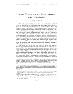 Sperm, Testosterone, Masculinities and Fatherhood