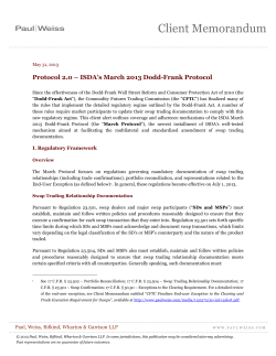 Protocol 2.0 &ndash; ISDA`s March 2013 Dodd-Frank Protocol